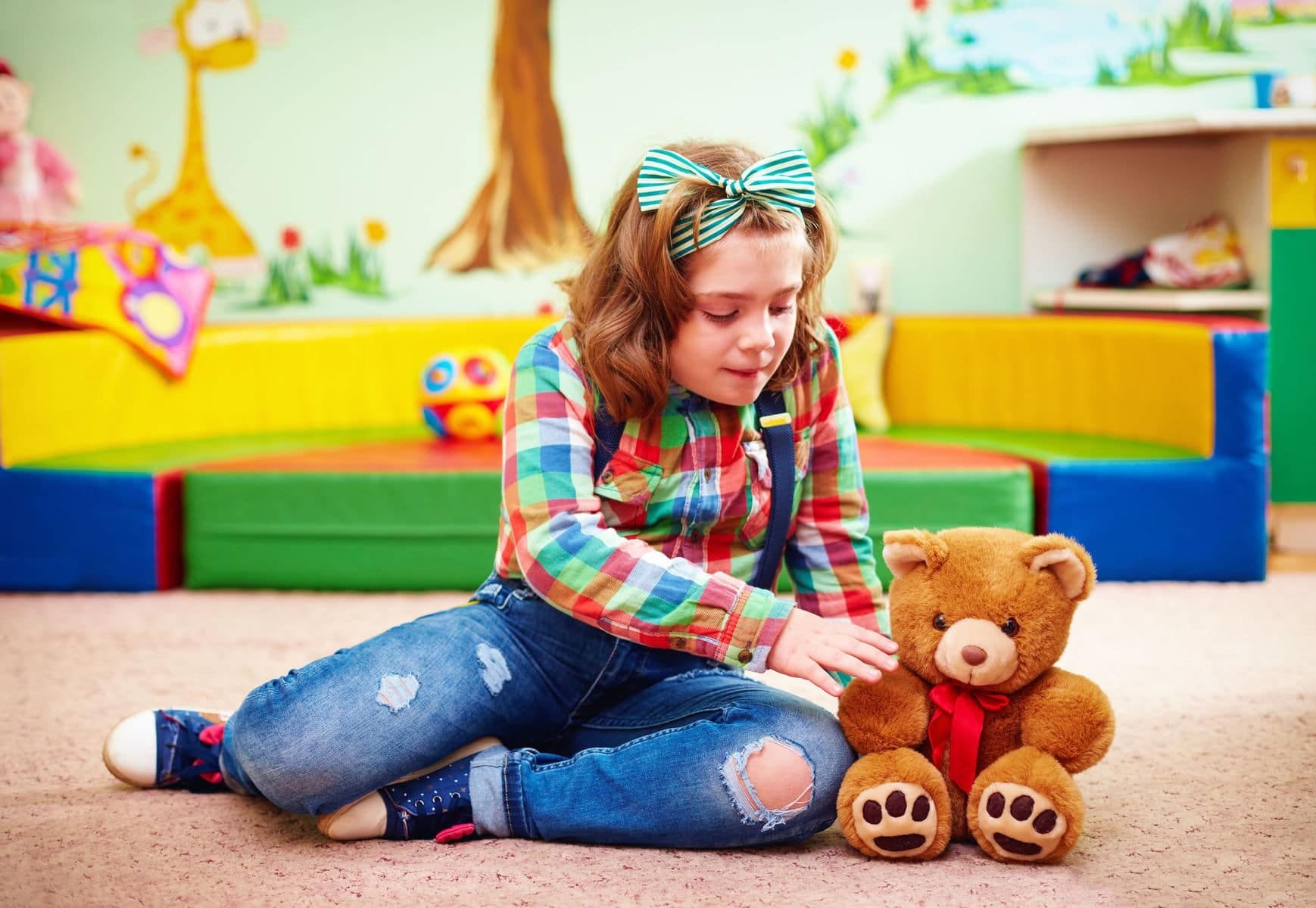Girl playing on the floor